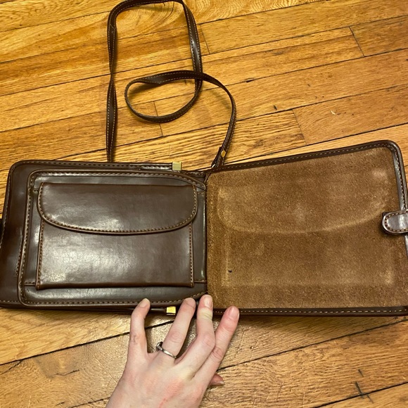 Vintage 1980’s RALPH LAUREN brown leather crossbody wallet - Picture 3 of 14
